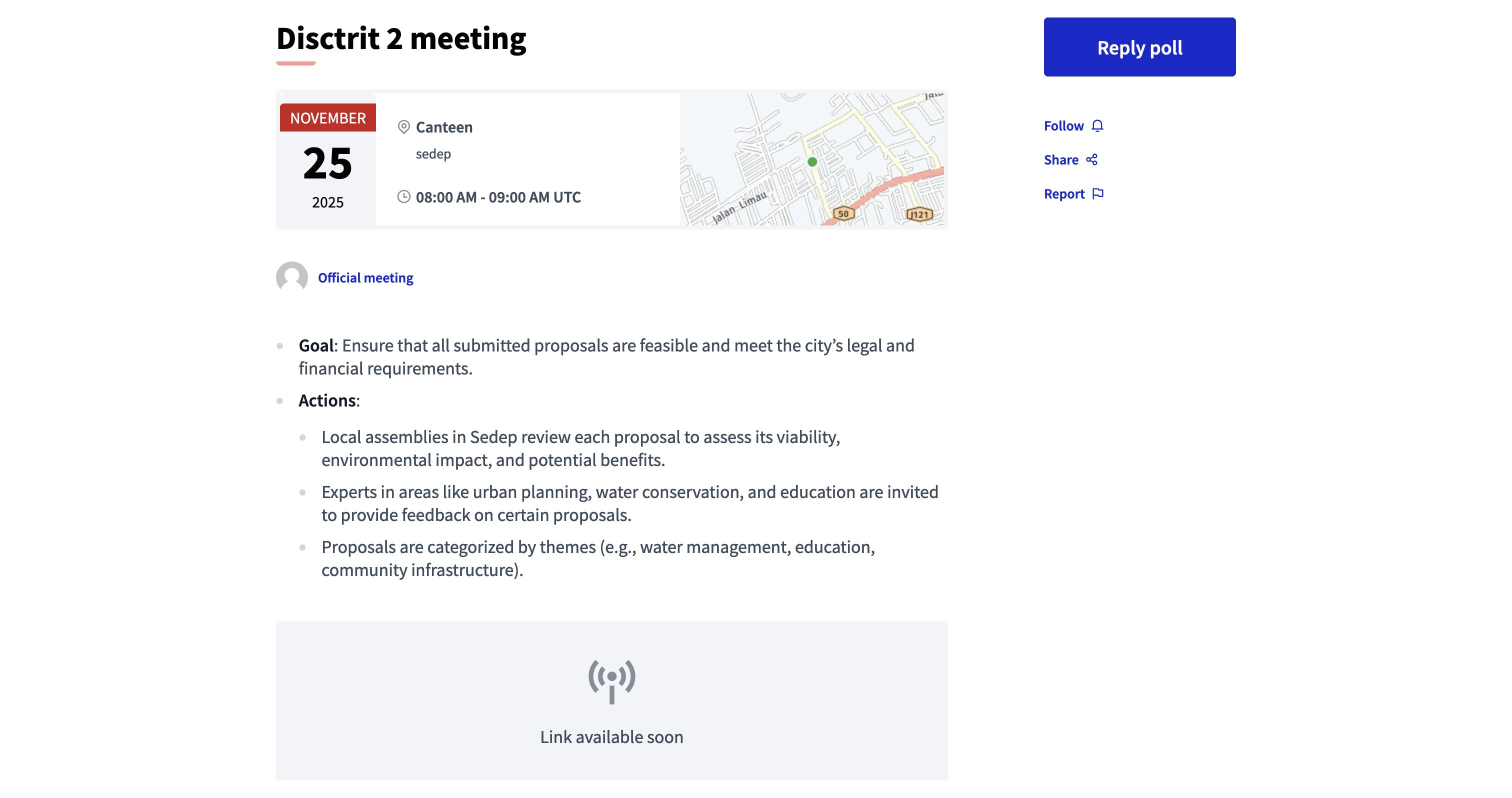 Online meeting available soon