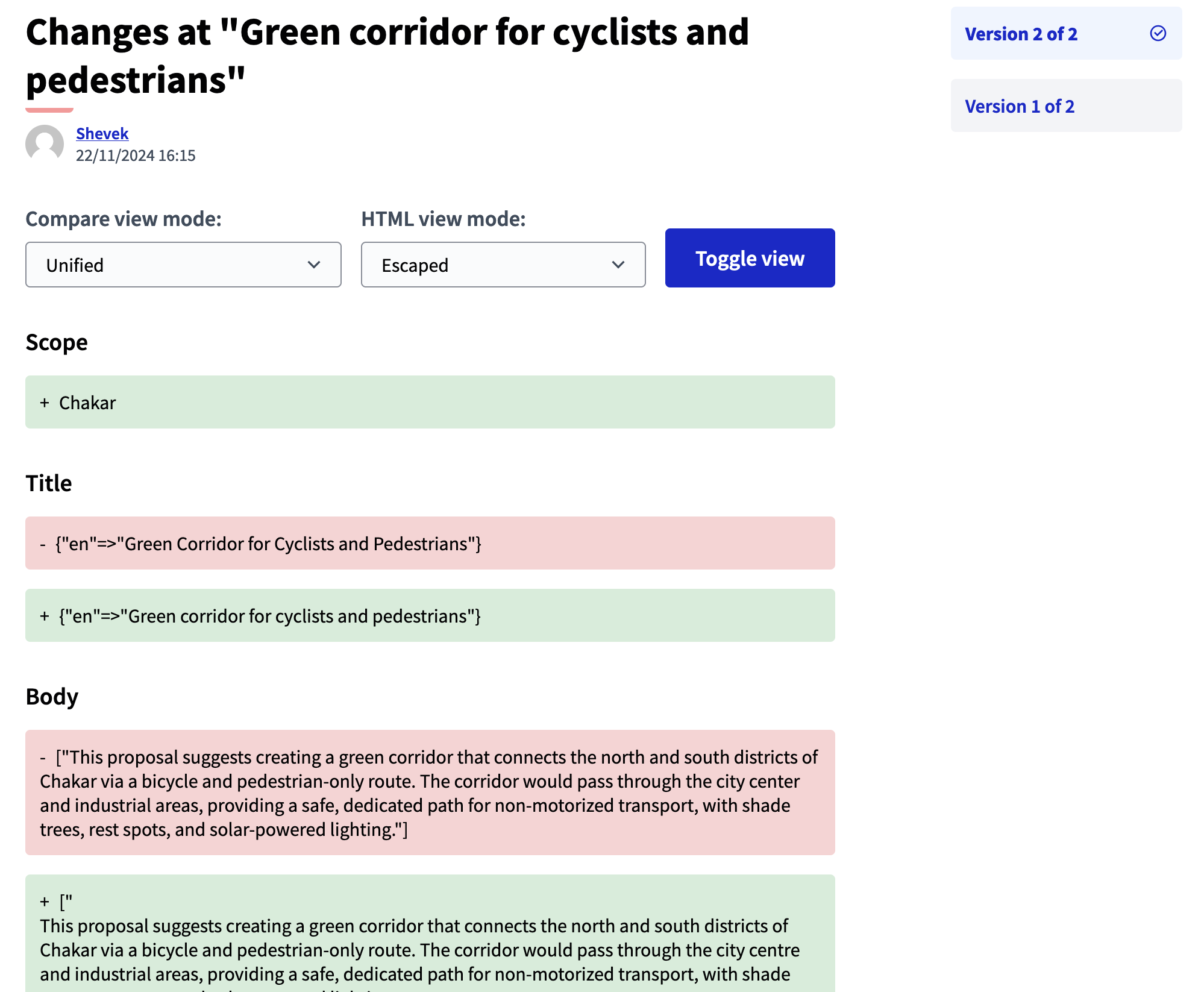 Unified escaped view