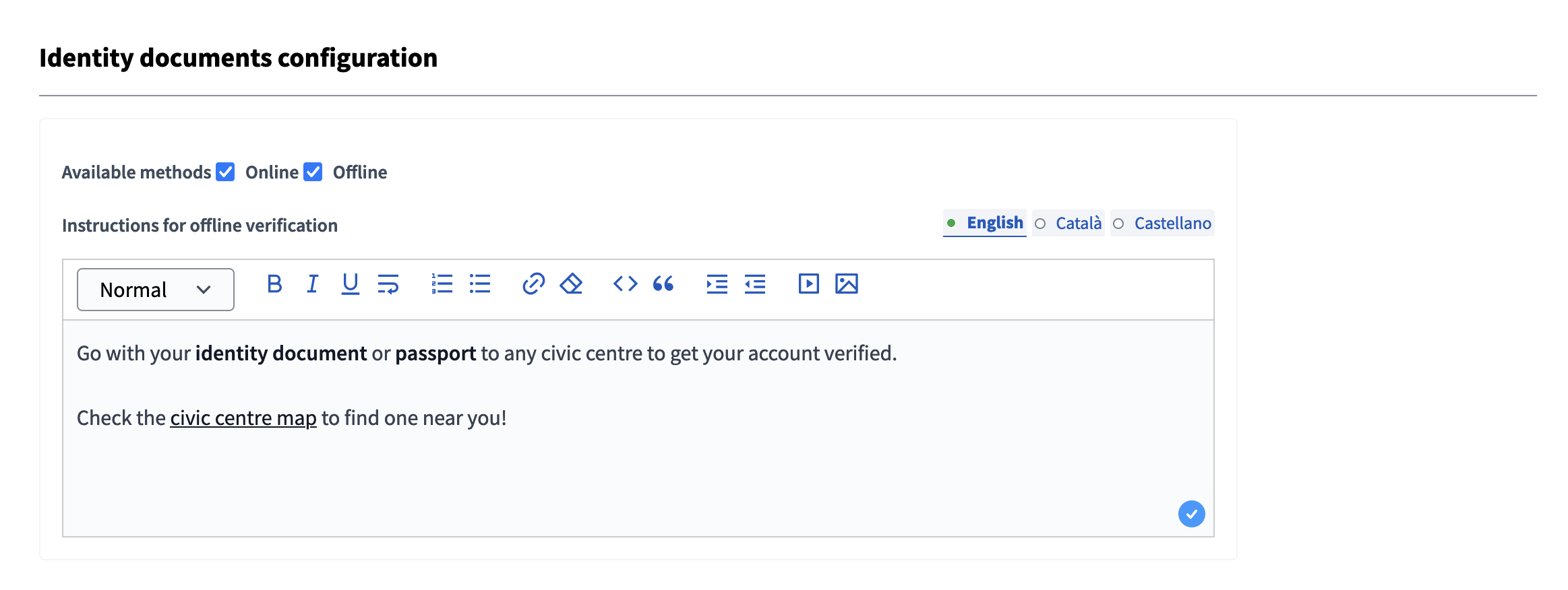 Configuration d’autorisation de document d’identification: instructions hors ligne